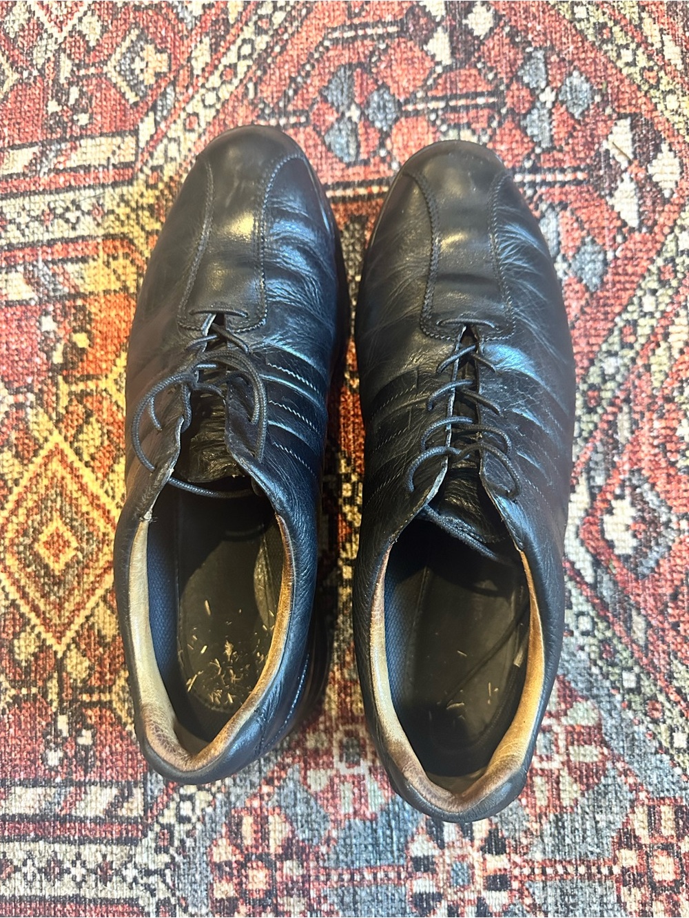 Adidas Traxion Black Leather Golf Shoes - Men’s Size 9.5
